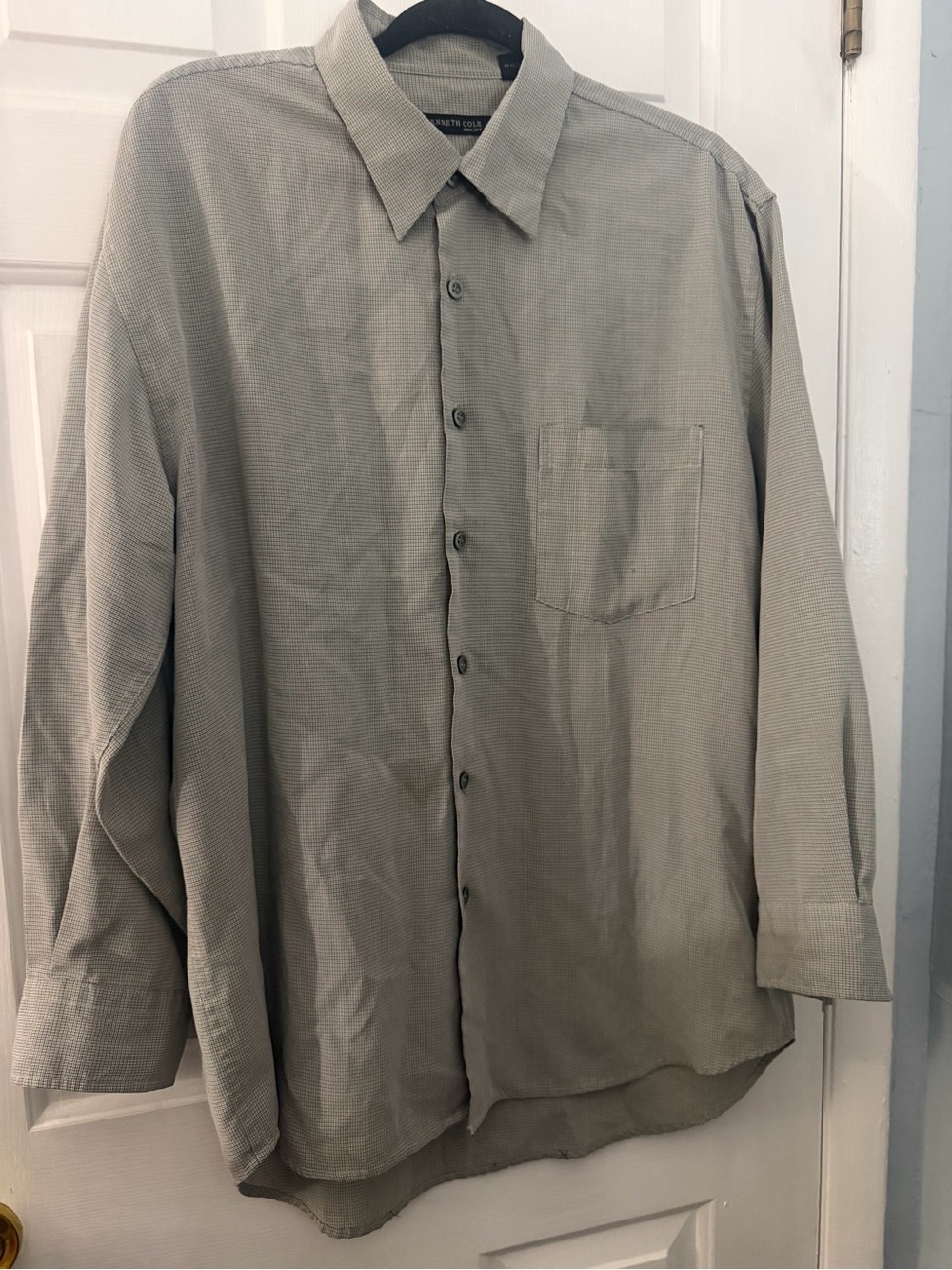 Kenneth Cole Men’s Micro Check Button-Up Shirt Large Flawed